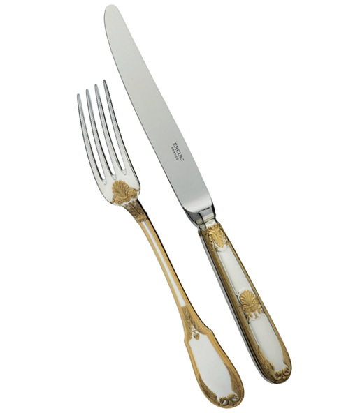 Cheese knife,2 prongs in sterling silver and gilding - Ercuis